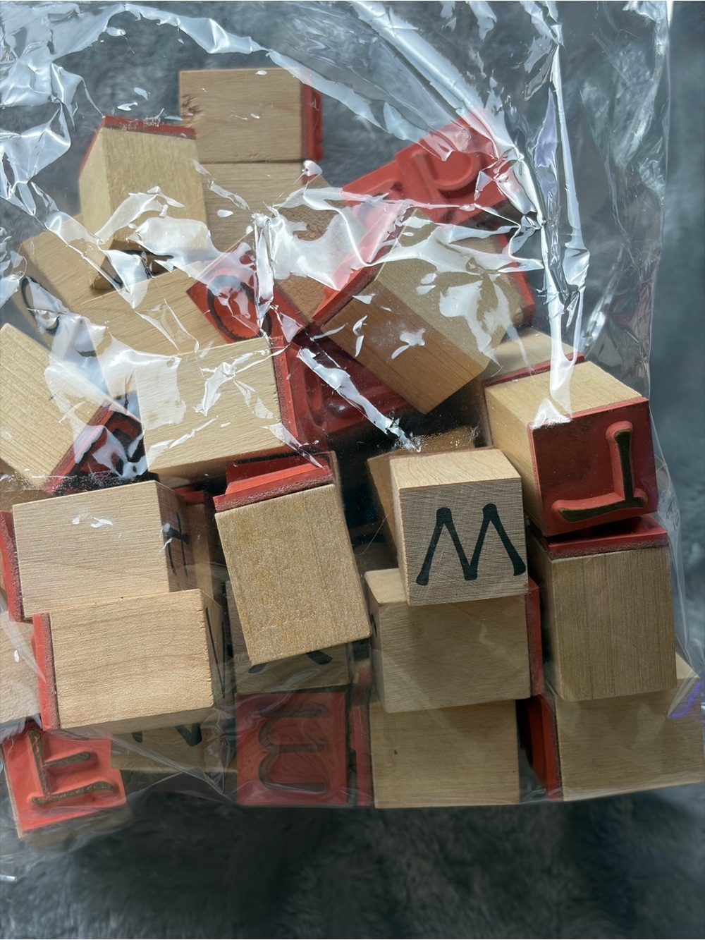 Wooden Alphabet Stamp Set - Red Letter Faces